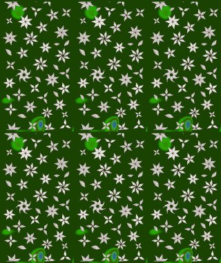 Raster. Yeşil renkte güzel çiçekler, suluboya desenli eskiz deseni, duvar kağıdı, kart veya kumaş için fayanslı..