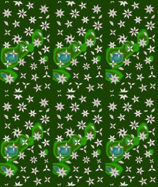 Yeşil renkli çiçekler. Çiçek süslemeli çizim deseni. Raster illüstrasyonu.