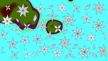 Renkli Bahar Teması eskiz kalıbı. Çiçek deseni. Chichi 'nin kumaş kalıbını çiz. Raster illüstrasyonu. Düz Çiçek Elementleri Tasarımı.