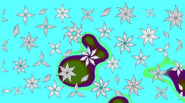 El çizimi, soyut ve süslü elementler. Suluboya resim taklit Raster çizimi. Klasik çiçekler. Yaz çiçekleri teması. Mavi renkler.