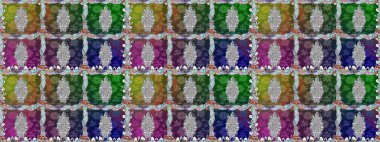 Raster illüstrasyonu. Kusursuz desenli, modaya uygun kumaş deseni. Şirin çiçek elementleri. Renkli Bahar Temalı Kusursuz Arkaplan. Düz Çiçek Elementleri Tasarımı.