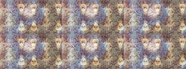 Kar tanelerinin soyut arkaplanlı Noel şablonu. Noel ve yeni yıl moda baskıları için tatil tasarımı. Raster illüstrasyonu. Bej, gri ve nötr renkler.