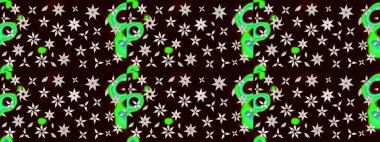 Raster düz çiçek çizim deseni. Hediye ambalaj kağıdı, tebrik kartları, posterler ve pankart tasarımı. Siyah renkte çiçekler.