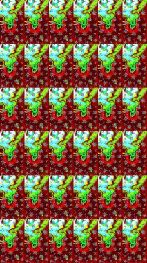 Raster Çiçek İllüstrasyonu güzel tekstil. Kırmızı renkli etnik çiçeklerle zarif bir eskiz şekli..