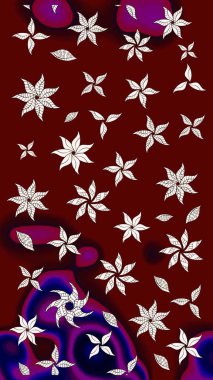 Renkli Bahar Teması eskiz kalıbı. Düz Çiçek Elementleri Tasarımı. Raster Modaya uygun kumaş deseni. Kırmızı renkli şirin çiçek deseni.