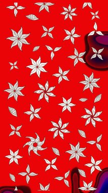 Raster illüstrasyonu. Kırmızı renklerde. Çiçekli güzel suluboya desen.