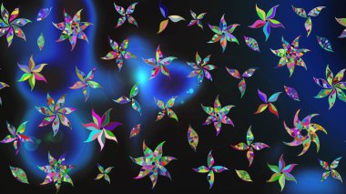 Renkli Bahar Teması eskiz kalıbı. Raster illüstrasyonundaki çiçek desenli çizim. Gri renkli çiçekler. Düz Çiçek Elementleri Tasarımı.