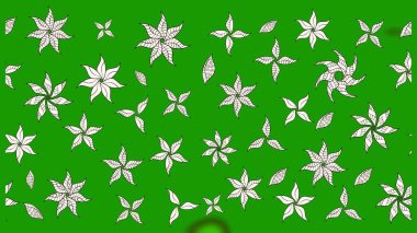 Çiçek desenli çizim. Raster illüstrasyonu. Yeşil renkli Asyalı tekstil.