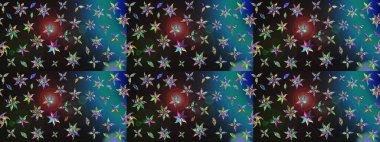 Raster illüstrasyonundaki çiçek desenli çizim. Renkli Bahar Teması eskiz kalıbı. Güzel kumaş deseni. Düz Çiçek Elementleri Tasarımı.