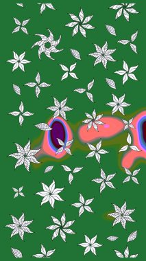 Raster deseni. Küçük çiçekteki sevimli çiçek deseni. Raster illüstrasyonu. Soyut çiçek çizim kalıbı arka planı. Yeşil renklerde.