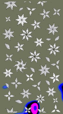 Raster illüstrasyonu. Çizim çiçek deseni duvar kâğıdı olarak kullanılabilir. Yeşil renkte çiçekler.