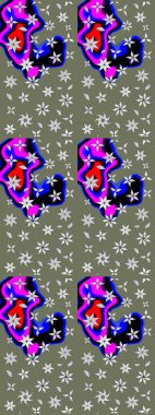 Düz Çiçek Elementleri Tasarımı. Renkli Yaz Temalı eskiz kalıbı. Güzel kumaş deseni. Raster illüstrasyonunda çiçek deseni çizimi.