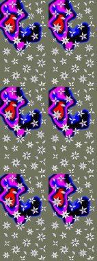 Düz Çiçek Elementleri Tasarımı. Renkli Yaz Temalı eskiz kalıbı. Güzel kumaş deseni. Raster illüstrasyonunda çiçek deseni çizimi.