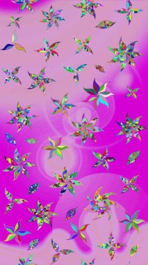 Raster illüstrasyonu. Çiçekli karalama şeklinde Raster çiçek deseni. Tarafsız renklerde bahar çiçekleri..