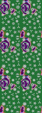 Yeşil renkli çiçekler. Raster düz çiçek çizim deseni. Tasarım hediye paketi, tebrik kartları, posterler ve afiş tasarımı.