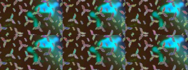 Renkli arka planda izole edilmiş kar tanelerinin düz tasarımı. Kar taneleri arka planda. Kar taneleri deseni. Raster illüstrasyonu. Kar tanesi süslemeli desen.