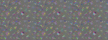 Süslü kumaş deseni. Raster illüstrasyonundaki çiçek desenli çizim. Renkli Bahar Teması eskiz kalıbı. Düz Çiçek Elementleri Tasarımı.