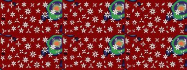 Renkli Bahar Teması eskiz kalıbı. Çiçek deseni. Chichi 'nin kumaş kalıbını çiz. Düz Çiçek Elementleri Tasarımı. Raster illüstrasyonu.