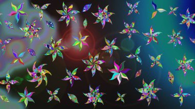 Suluboya tarzında mavi renkli çiçekler. Suluboya çizim kalıbı. Çiçek izi.