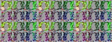 Çiçek açan parlak kolaj çiçekleri nötr. Çiçek tasarımı için inanılmaz bir kolaj cenneti tarzı. Çiçekli zambaklar dikişsiz arkaplan.