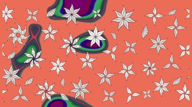 Şirin, zarif çiçekler Raster illüstrasyonu. Davetiye ve kartpostal tasarımı için dekoratif çiçek unsurları. Yapraklı çizim şekli. Poster ya da kapak için arka plan. Tekstil için figür.