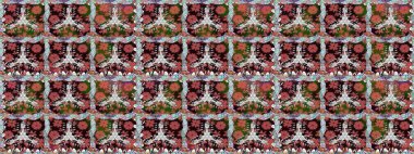 Renkli Bahar Temalı Kusursuz Arkaplan. Güzel kumaş deseni. Karalama çiçeği. Raster illüstrasyonu. Zentangle soyut çiçekleri. Düz Çiçek Elementleri Tasarımı.