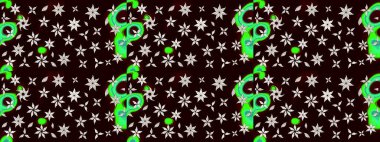 Raster düz çiçek çizim deseni. Hediye ambalaj kağıdı, tebrik kartları, posterler ve pankart tasarımı. Siyah renkte çiçekler.