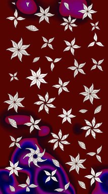 Renkli Bahar Teması eskiz kalıbı. Düz Çiçek Elementleri Tasarımı. Raster Modaya uygun kumaş deseni. Kırmızı renkli şirin çiçek deseni.