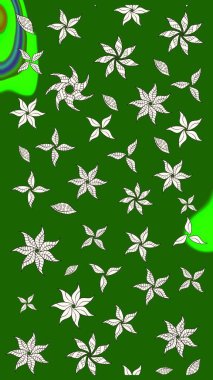 Yeşil renklerde. Çiçekli güzel suluboya desen. Raster illüstrasyonu.