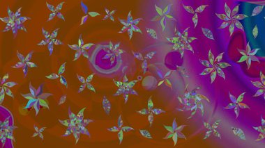 Kahverengi renkli çiçekler. Raster illüstrasyonunda çiçek deseni çizimi.