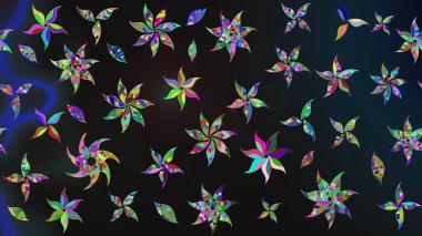 Raster illüstrasyonundaki çiçek desenli çizim. Gri renkli çiçekler.