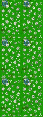 Düz Çiçek Elementleri Tasarımı. Renkli Bahar Teması eskiz kalıbı. Raster illüstrasyonundaki çiçek desenli çizim. Yeşil renkte çiçekler.