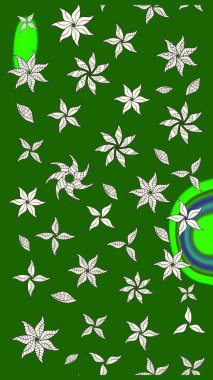 Yeşil renkli çiçekler. Düz Çiçek Elementleri Tasarımı. Renkli Bahar Teması eskiz kalıbı. Sevimli çiçek raster deseni.