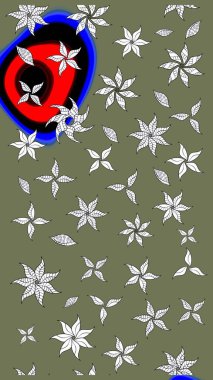 Çiçekli güzel suluboya desen. Raster illüstrasyonu. Yeşil renklerde.