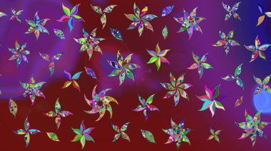 Mor renkli vadi çiçekleri. Raster çiçek desenleri çiziyor..