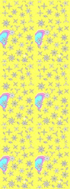 Raster çiçek desenleri çiziyor. Vadinin sarı renkli çiçekleri.