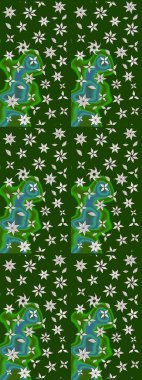 Yeşil ve nötr renklerde çiçekler. Küçük çiçekte sevimli çiçek deseni var..