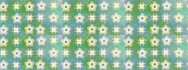 Raster illüstrasyonu. Suluboya tarzında yeşil renkte. Küçük çiçekli bahar deseni çiz.