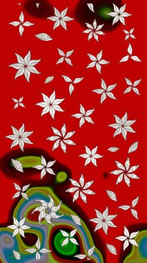 Kırmızı renklerde. Çiçekli güzel suluboya desen. Raster illüstrasyonu.