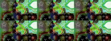 Çiçekli eskiz deseni. Suluboya çizimi. Yeşil renkli çiçekler. El çizimi.