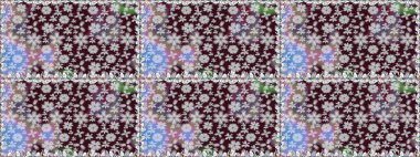 Renkli Bahar Temalı Kusursuz Arkaplan. Düz Çiçek Elementleri Tasarımı. Güzel çiçek deseni. Kahverengi renkte çiçekler.