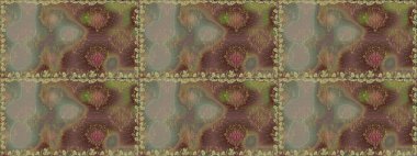 Çiçeksiz desenli arka plan, darbeler, sıçramalar, yaz çiçekleri. Kahverengi renkli çiçekler. Raster illüstrasyonu.