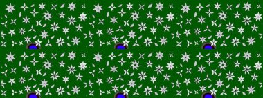 Üzerinde gelincikler ve vadi zambakları olan renkli çiçek desenli nakış deseni. Raster geleneksel çiçek buketi yeşil ve nötr renklerde tekstil tasarımı için.