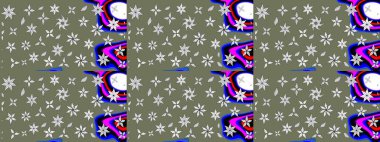 Suluboya, elle çizilmiş. Eskiz arkaplan modeli. Raster illüstrasyonu. Yeşil ve beyaz yapraklı yabani çiçekler.