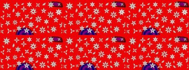 Renkli Yaz Temalı eskiz kalıbı. Düz Çiçek Elementleri Tasarımı. Çiçekli eskiz çizimi. Kırmızı ve nötr renkte çiçekler.