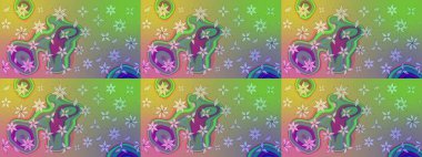 Raster illüstrasyonu. Güzel karalamalı çiçek desenli çizim. Küçük çiçekteki sevimli çiçek deseni. Güzel kumaş deseni.