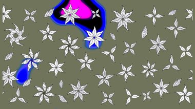 Raster illüstrasyonu. Eski usul küçük çiçekli şirin bir eskiz deseni. Moda arka planında parlak buketler. Kumaş, duvar kâğıdı ve kağıda yazdırmak için gelişen arkaplan.