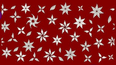 Kırmızı renkte çiçekler. Hediye ambalaj kağıdı, tebrik kartları, posterler ve pankart tasarımı. Raster düz çiçek çizim deseni.