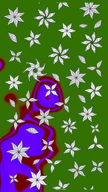 Raster illüstrasyonu. Şirin çiçek elementleri. Robot resim. Yeşil renkte çiçekler.