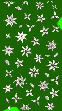 Suluboya çiçekli çiçek deseni. Raster illüstrasyonu. Yeşil renkli Asyalı tekstil.